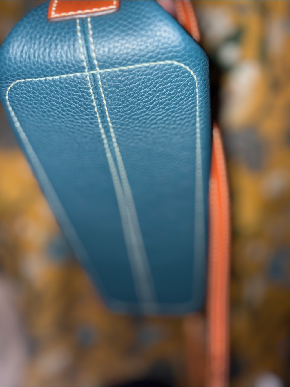 Dooney And Bourke Teal Pebble Grain Tassel Tote - Picture 4 of 6